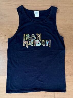 Iron Maiden Multi-Album Eddie Collage Logo Muscle Tank Top Black Womens Small